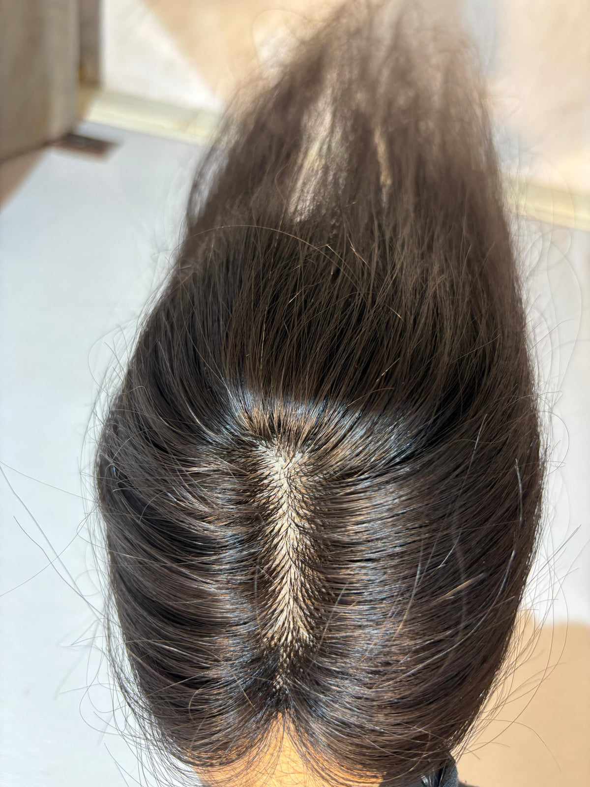 Hair Topper for Backcombed Hair | Silk Base | Natural Black | Straight | Remy Hair India